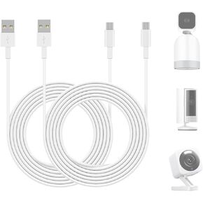 كابل تمديد طاقة بطول 16.4 قدم متوافق مع Blink Mini Pan Tlit، Wyze Cam V3/V4، كاميرا داخلية دائرية (الجيل الثاني)، سلك شحن مقاوم للطقس مع محول كابل شحن متين لكاميرا الأمان، عبوتان