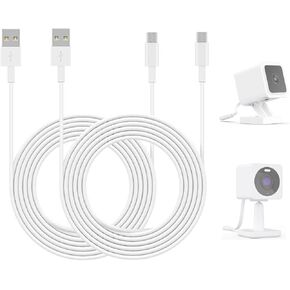 16.4FT Power Extension Cable Compatible with Blink Mini Pan Tlit, Wyze Cam V3/V4, Ring Indoor Cam (2nd Gen), Weatherproof Charging Cord with Adapter Durable Charging Cable for Security Camera, 2 Pack