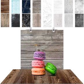 8PCS 16Patterns 34X22 Inch Product Food Photography Background Paper, Double Sided Marble/Wood/Cement Texture Pattern Flat Lay Photo Tabletop Backdrops Boards for Jewelry Cosmetics Makeup Props