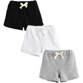 Toddler Shorts for Baby Boy Girls Athletic Cotton Shorts Summer Clothes Short Pants 3 Pack 1-5Years