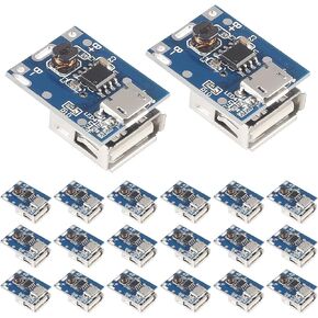 AITRIP 20PCS Boost Step Up 5V 1A Power Supply Module Lithium Battery Charge Protection Board 134N3P DIY Charger USB and Micro USB Port with LED Display