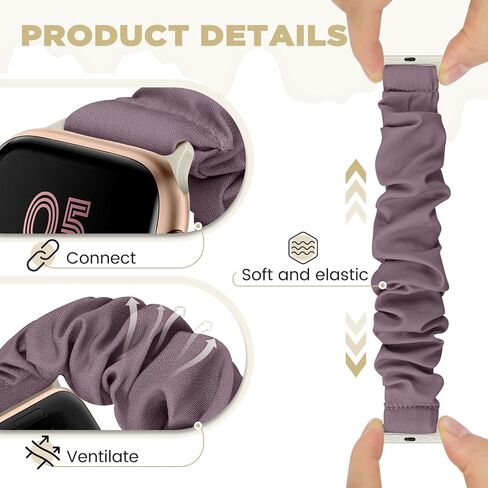 أربطة Scrunchies متوافقة مع IWatch Bands 38 مم 40 مم 41 مم 42 مم 44 مم 45 مم، حزام بديل رياضي مرن مسامي لسلسلة ساعات Apple SE/8/7/6/5/4/3/2/1 للنساء والرجال in Saudi Arabia