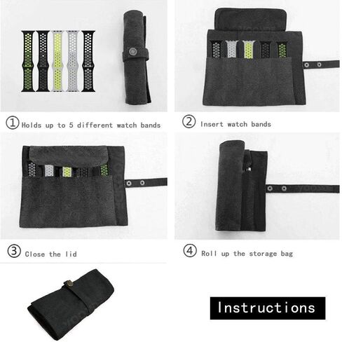 إكسسوارات سوار الساعة، حزام ساعة ذكية مصنوع من القماش القطني وحقيبة تخزين قابلة للحمل ومنظم - متوافق مع أحزمة ساعات Apple وسوار ساعة Garmin وسوار ساعة Samsung وما إلى ذلك، in Kuwait