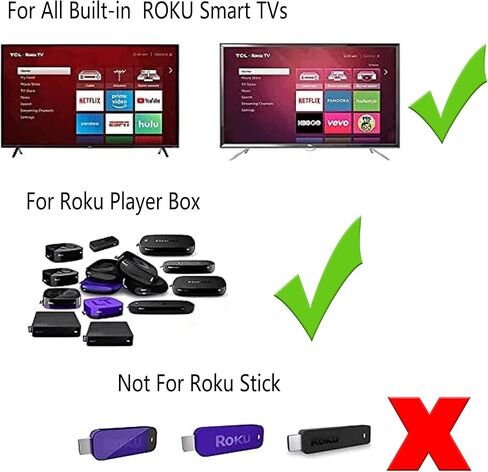 جهاز تحكم عن بعد عالمي بديل جديد لجميع أجهزة تلفزيون Roku ومشغلات Roku، متوافق مع أجهزة تلفزيون TCL/Hisense/Hitachi/Haier/RCA/Philips/LG/Element/Sanyo ROKU in Kuwait