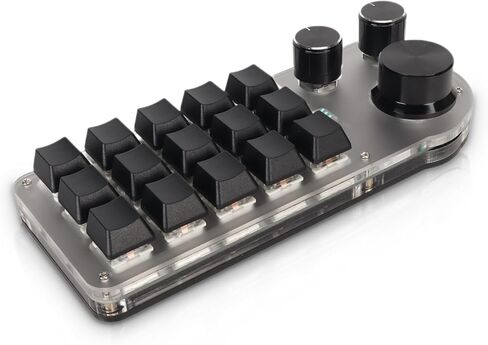 15 Keys 3 Knobs Macro Programmable Keyboard, 3 Connection Modes One Handed Macro Mechanical Keyboard, Blue Switch Hot Swappable Numpad, Gaming Keyboard with Memory Function in Saudi Arabia