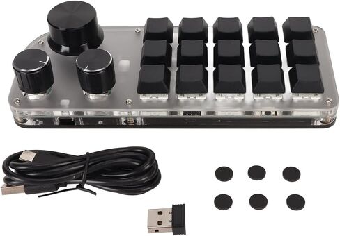 15 Keys 3 Knobs Macro Programmable Keyboard, 3 Connection Modes One Handed Macro Mechanical Keyboard, Blue Switch Hot Swappable Numpad, Gaming Keyboard with Memory Function in Saudi Arabia