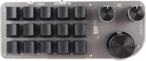 15 Keys 3 Knobs Macro Programmable Keyboard, 3 Connection Modes One Handed Macro Mechanical Keyboard, Blue Switch Hot Swappable Numpad, Gaming Keyboard with Memory Function in Saudi Arabia