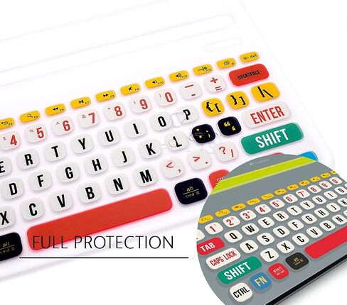 WYGCH- غطاء لوحة مفاتيح سيليكون رفيع للغاية متوافق مع لوحة المفاتيح Logitech K480 للأجهزة المتعددة، خط قوس قزح مبتكر لحماية البشرة in Saudi Arabia
