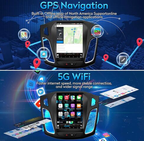 Android 13 (4+32GB) Car Radio for Ford Focus 2012-2018 with Wireless Caplay Android Auto,10.4inch OLED Touchscreen T-Style GPS FM DSP WiFi 1080P Camera in Saudi Arabia