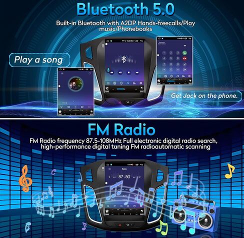 Android 13 (4+32GB) Car Radio for Ford Focus 2012-2018 with Wireless Caplay Android Auto,10.4inch OLED Touchscreen T-Style GPS FM DSP WiFi 1080P Camera in Saudi Arabia