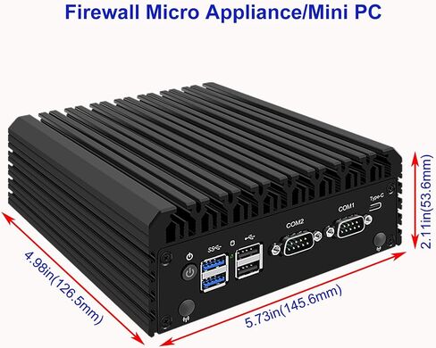 Micro Firewall Appliance, Inter J6413 Fanless Firewall Mini PC, 5 Inter 2.5Gbe I226-V Ports, Support AES-NI Soft Router PC VPN OPNsense Proxmox, 8GB RAM 128GB SSD in Saudi Arabia