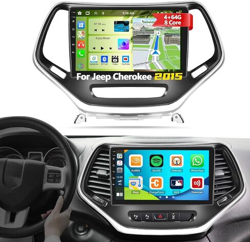 8Core 4+64G Android 13 Car Stereo for Jeep Cherokee 2013-2018 with Wireless Apple Carplay Android Auto,10.1 inch Touchscreen Car Radio with WiFi GPS Navigation Bluetooth FM/RDS Radio SWC+Backup Camera in Saudi Arabia