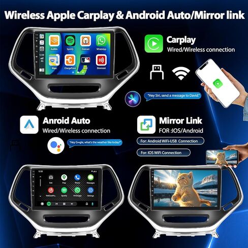 8Core 4+64G Android 13 Car Stereo for Jeep Cherokee 2013-2018 with Wireless Apple Carplay Android Auto,10.1 inch Touchscreen Car Radio with WiFi GPS Navigation Bluetooth FM/RDS Radio SWC+Backup Camera in Saudi Arabia