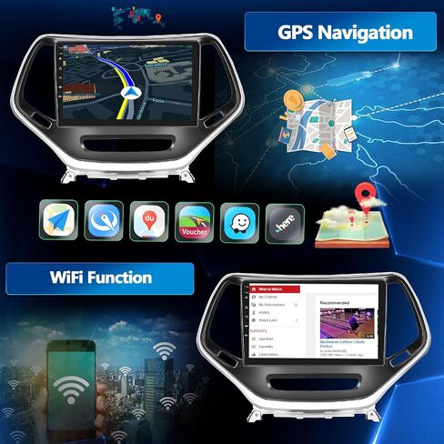 8Core 4+64G Android 13 Car Stereo for Jeep Cherokee 2013-2018 with Wireless Apple Carplay Android Auto,10.1 inch Touchscreen Car Radio with WiFi GPS Navigation Bluetooth FM/RDS Radio SWC+Backup Camera in Saudi Arabia