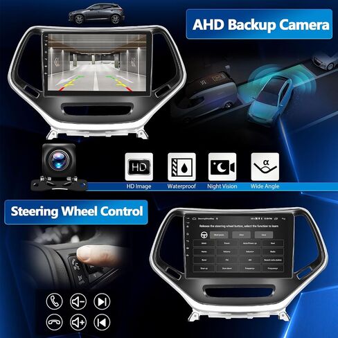 8Core 4+64G Android 13 Car Stereo for Jeep Cherokee 2013-2018 with Wireless Apple Carplay Android Auto,10.1 inch Touchscreen Car Radio with WiFi GPS Navigation Bluetooth FM/RDS Radio SWC+Backup Camera in Saudi Arabia