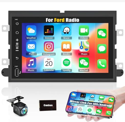 ستيريو سيارة Android 13 لسيارة Ford F150 F250 F350 Fusion Edge Explorer Taurus Freestar مع وصلة مرآة، راديو سيارة بشاشة لمس 7 بوصة مع واي فاي، ملاحة GPS، بلوتوث/FM، SWC+AHD كاميرا احتياطية [1G+32G] in Saudi Arabia