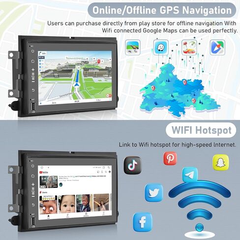 ستيريو سيارة Android 13 لسيارة Ford F150 F250 F350 Fusion Edge Explorer Taurus Freestar مع وصلة مرآة، راديو سيارة بشاشة لمس 7 بوصة مع واي فاي، ملاحة GPS، بلوتوث/FM، SWC+AHD كاميرا احتياطية [1G+32G] in Saudi Arabia