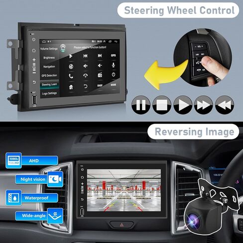 ستيريو سيارة Android 13 لسيارة Ford F150 F250 F350 Fusion Edge Explorer Taurus Freestar مع وصلة مرآة، راديو سيارة بشاشة لمس 7 بوصة مع واي فاي، ملاحة GPS، بلوتوث/FM، SWC+AHD كاميرا احتياطية [1G+32G] in Saudi Arabia