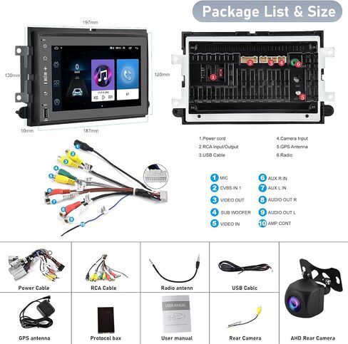 ستيريو سيارة Android 13 لسيارة Ford F150 F250 F350 Fusion Edge Explorer Taurus Freestar مع وصلة مرآة، راديو سيارة بشاشة لمس 7 بوصة مع واي فاي، ملاحة GPS، بلوتوث/FM، SWC+AHD كاميرا احتياطية [1G+32G] in Saudi Arabia