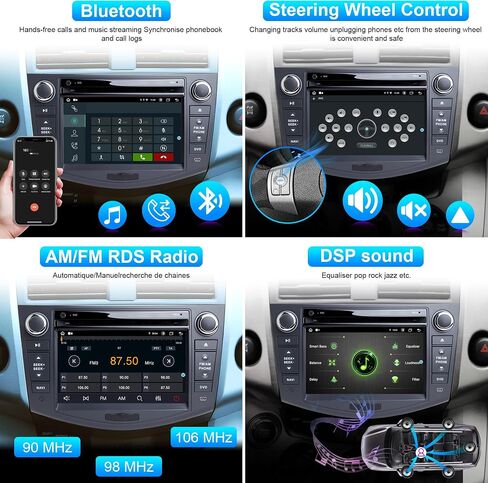ملاحة GPS للوسائط المتعددة للسيارة Toyota RAV4 2006-2012 Double Din Android 12 راديو تلقائي ستيريو CarPlay يدعم فيديو 4K (راديو) (مشغل DVD، 7 بوصة، ثماني النواة 4 جيجابايت رام 64 جيجابايت روم) in Saudi Arabia
