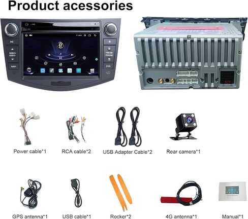 ملاحة GPS للوسائط المتعددة للسيارة Toyota RAV4 2006-2012 Double Din Android 12 راديو تلقائي ستيريو CarPlay يدعم فيديو 4K (راديو) (مشغل DVD، 7 بوصة، ثماني النواة 4 جيجابايت رام 64 جيجابايت روم) in Saudi Arabia