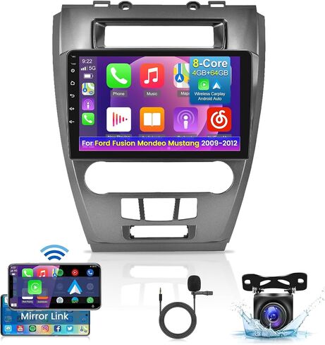 [8 Core 4+64G] راديو سيارة لسيارة Ford Fusion Mondeo Mustang 2009-2012 - 10.1 بوصة 1280 * 720 IPS شاشة لمس Android ستيريو - تشغيل لاسلكي وAndroid Auto - DSP/GPS/WiFi + كاميرا احتياطية AHD in Saudi Arabia