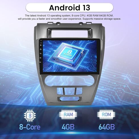 [8 Core 4+64G] راديو سيارة لسيارة Ford Fusion Mondeo Mustang 2009-2012 - 10.1 بوصة 1280 * 720 IPS شاشة لمس Android ستيريو - تشغيل لاسلكي وAndroid Auto - DSP/GPS/WiFi + كاميرا احتياطية AHD in Saudi Arabia