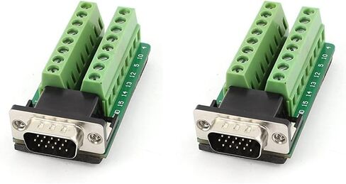 uxcell a15011600ux0309 D-SUB DB15 VGA Male 3Row 15Pin to Terminal Breakout Board Connectors (Pack of 2) in Saudi Arabia