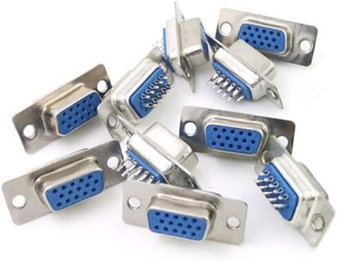 10PCS VGA Male DB15 3 Row Solder Cup Connectors Kit, Solder Type D-SUB HD15 Port15 Pin D Sub Couplers with Plastic Hoods, Strain Relief Grommet and Screws in Saudi Arabia