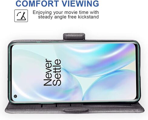 Asuwish Compatible with OnePlus 8 OnePlus8 5G UW Tmobile Wallet Case Tempered Glass Screen Protector and Flip Cover Card Holder Phone Cases for One Plus8 On 1 Plus 1plus One+ 1+ 1+8 Women Men Gray in Saudi Arabia