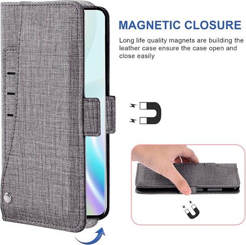 Asuwish Compatible with OnePlus 8 OnePlus8 5G UW Tmobile Wallet Case Tempered Glass Screen Protector and Flip Cover Card Holder Phone Cases for One Plus8 On 1 Plus 1plus One+ 1+ 1+8 Women Men Gray in Saudi Arabia