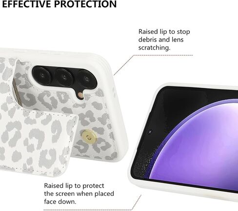 iCoverCase for Samsung Galaxy S23 FE Case with Card Holder, Galaxy S23 FE Wallet Case for Women Men [RFID Blocking] PU Leather Protective Phone Case for Galaxy S23 FE (Gray Leopard) in Saudi Arabia