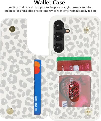 iCoverCase for Samsung Galaxy S23 FE Case with Card Holder, Galaxy S23 FE Wallet Case for Women Men [RFID Blocking] PU Leather Protective Phone Case for Galaxy S23 FE (Gray Leopard) in Saudi Arabia