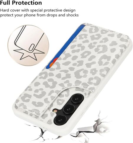 iCoverCase for Samsung Galaxy S23 FE Case with Card Holder, Galaxy S23 FE Wallet Case for Women Men [RFID Blocking] PU Leather Protective Phone Case for Galaxy S23 FE (Gray Leopard) in Saudi Arabia