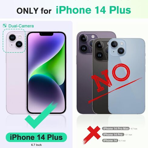 حافظة محفظة TUCCH لهاتف iPhone 14 Plus 6.7 بوصة، حافظة فوليو من جلد البولي يوريثان مع [حجب RFID] [3 فتحات للبطاقات]، تصميم كتاب بمسند [جراب داخلي من مادة TPU مقاوم للصدمات] متوافق مع iPhone 14 Plus، رمادي وأسود in Kuwait