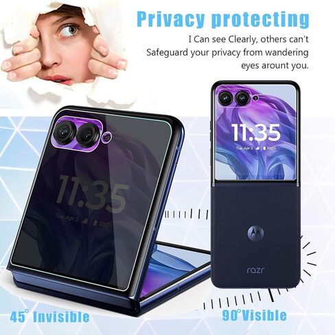 [عبوة من عبوتين + 2 لهاتف Motorola Razr 50 / Moto Razr 2024 واقي شاشة أمامي للخصوصية مع حماية عدسة الكاميرا، حافظة مرنة مضادة للتجسس in Kuwait