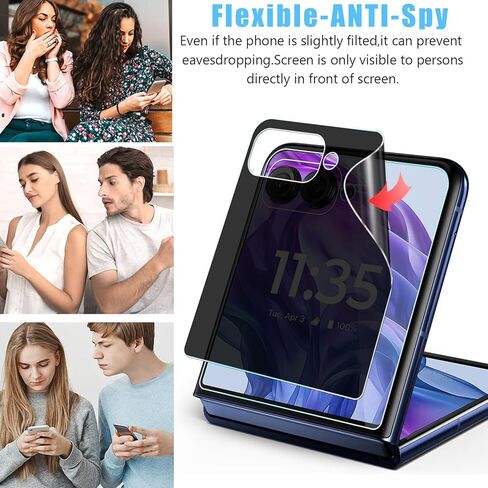 [عبوة من عبوتين + 2 لهاتف Motorola Razr 50 / Moto Razr 2024 واقي شاشة أمامي للخصوصية مع حماية عدسة الكاميرا، حافظة مرنة مضادة للتجسس in Kuwait