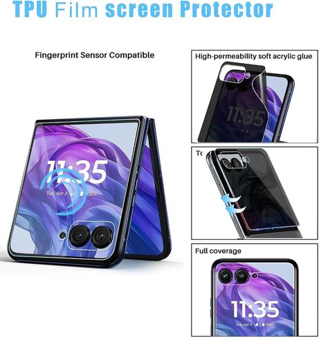 [عبوة من عبوتين + 2 لهاتف Motorola Razr 50 / Moto Razr 2024 واقي شاشة أمامي للخصوصية مع حماية عدسة الكاميرا، حافظة مرنة مضادة للتجسس in Kuwait