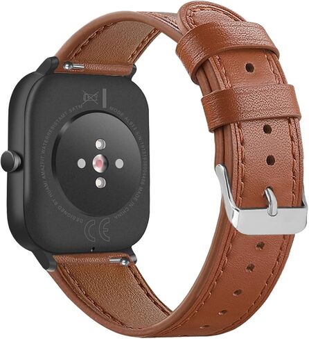Leather WatchBand Compatible with Amazfit GTS 4 4mini 3 2 2e 2 mini &GTR 42mm & Bip 3/Bip 3 Pro/Bip U Pro/Bip/Bip Lite/Bip S/Bip S lite Smart Watch Genuine Leather Replacement 20MM Sport Wrist Strap Bracelet with Stainless Metal Buckle in Saudi Arabia