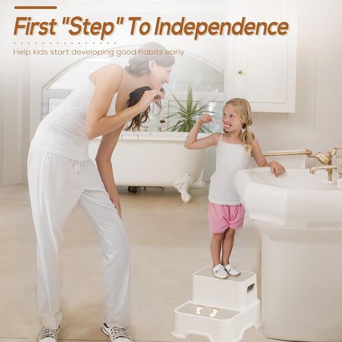 Toddler Step Stool, Easy to Carry Step Stool for Toddlers with Non-Slip Surface, Multifunctional 2 Step Stool for Potty Training, Bathroom Sink, and Bedroom in Saudi Arabia