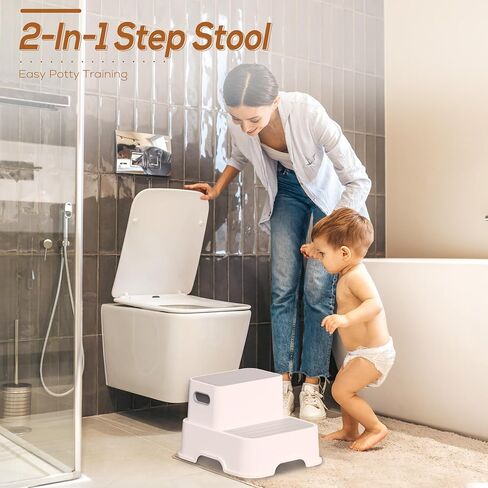Toddler Step Stool, Easy to Carry Step Stool for Toddlers with Non-Slip Surface, Multifunctional 2 Step Stool for Potty Training, Bathroom Sink, and Bedroom in Saudi Arabia