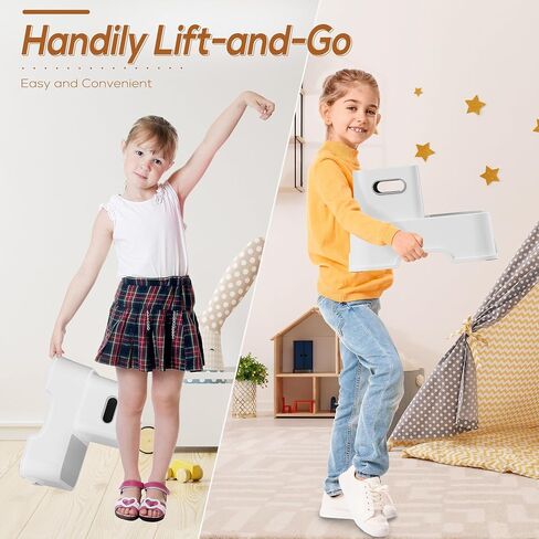Toddler Step Stool, Easy to Carry Step Stool for Toddlers with Non-Slip Surface, Multifunctional 2 Step Stool for Potty Training, Bathroom Sink, and Bedroom in Saudi Arabia