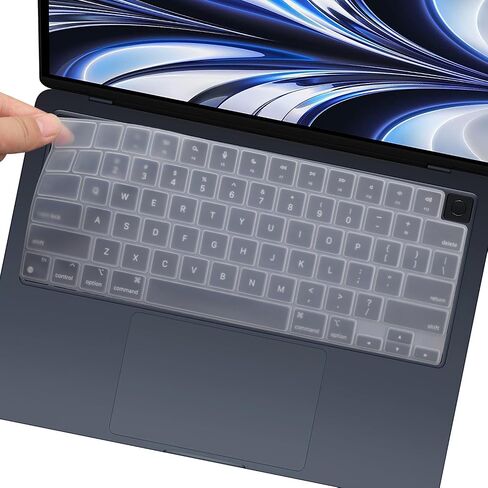غطاء لوحة المفاتيح متوافق مع MacBook Air 15 M3 A3114 M2 A2941/Air 13.6 M3 A3113 M2 A2681/Pro 14 M3 M2 M1 A2442 A2918 A2992 A2779/Pro 16 M3 M2 M1 A2991 A2780 A2485، شفاف in Kuwait