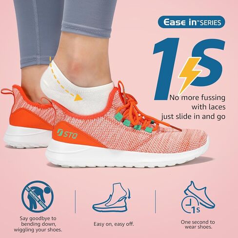 أحذية STQ سهلة الارتداء للنساء أحذية تقويم العظام بدون استخدام اليدين أحذية رياضية للمشي مرجاني فاتح 9.5 in Kuwait