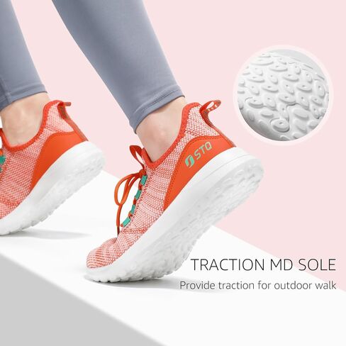 أحذية STQ سهلة الارتداء للنساء أحذية تقويم العظام بدون استخدام اليدين أحذية رياضية للمشي مرجاني فاتح 9.5 in Kuwait