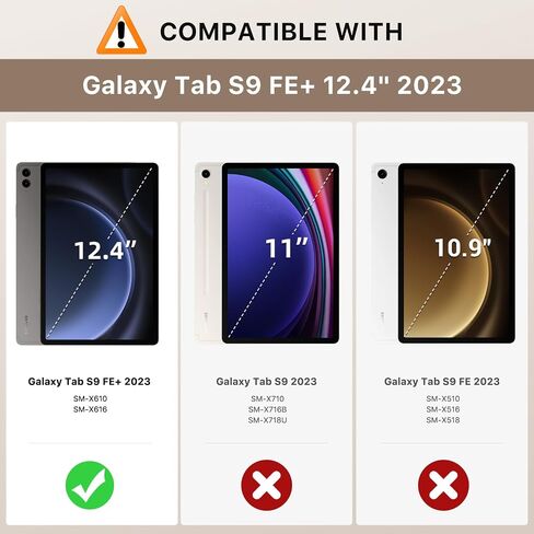 MoKo Case for Samsung Galaxy Tab S9 FE Plus 12.4-Inch 2023 SM-X610/SM-X616, PU Leather Multi-Angle Viewing Folding Stand Cover Case with S-Pen Holder, Front Pocket, Auto Wake/Sleep, Denim Blue & Brown in Saudi Arabia