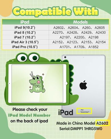 Cute Case for Apple iPad 9/8/7 10.2"/Air 3/Pro 10.5" Fun Funny Cartoon Boys Dinosaur Girls Kickstand Protective Cases for iPad 9th/8th/7th/Air 3rd/Pro 10.5" Cover with Stand in Saudi Arabia