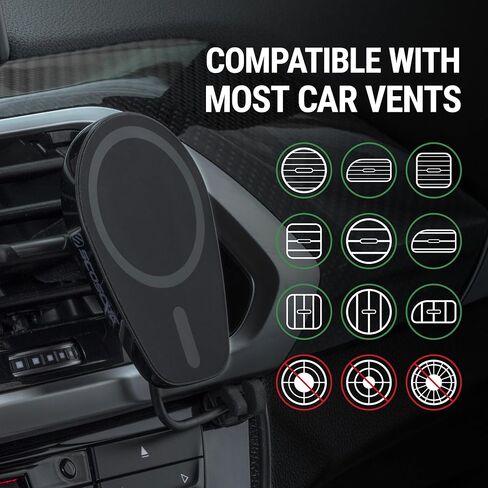 Scosche MPQ6DV-SP Magnetic Phone Holder for Car Dashboard/Vent, 20W Wireless Fast Car Charger Phone Stand, Hands Free Cell Phone Mount Compatible w/iPhone 15/14/13/12 Series and MagSafe Accessories in Saudi Arabia