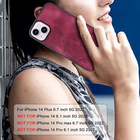 Lacass Compatible with iPhone 14 Plus 6.7 inch Case [ Card Slots] ID Credit Cash Holder Zipper Pocket Detachable Magnet Leather Wallet Cover with Wrist Strap Lanyard(Floral Light Purple) in Saudi Arabia
