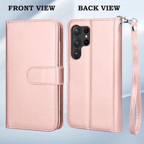 Takfox Wallet Case for Samsung Galaxy S23 Ultra, Galaxy S23 Ultra 5G Case, PU Leather Credit Card Holder Case [9 Card Slots] Folio Flip Detachable Magnetic Cover Kickstand & Carrying Strap, Black in Kuwait